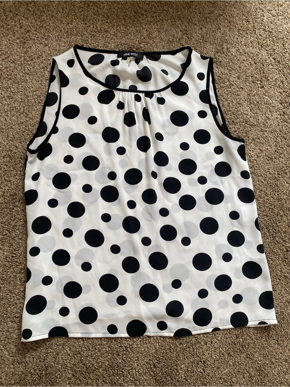 Nine West Black and White Polka Dot Sleeveless Camisole